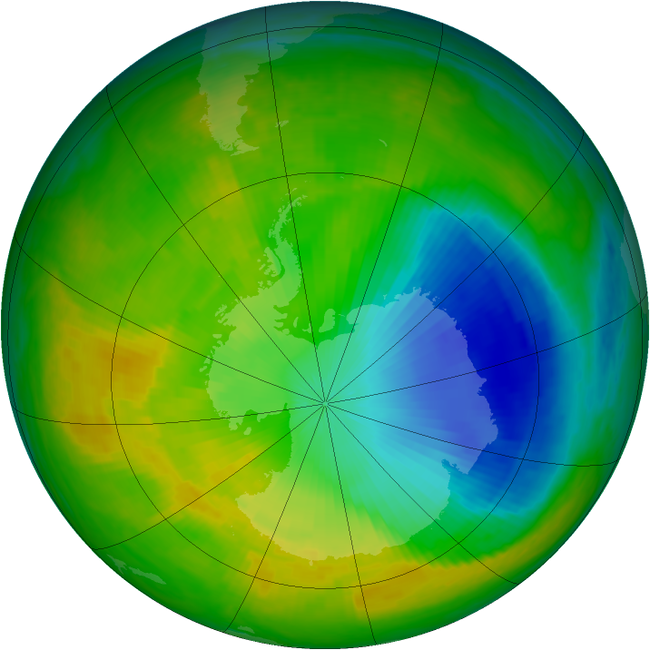 Antarctic ozone map for 11 November 2000